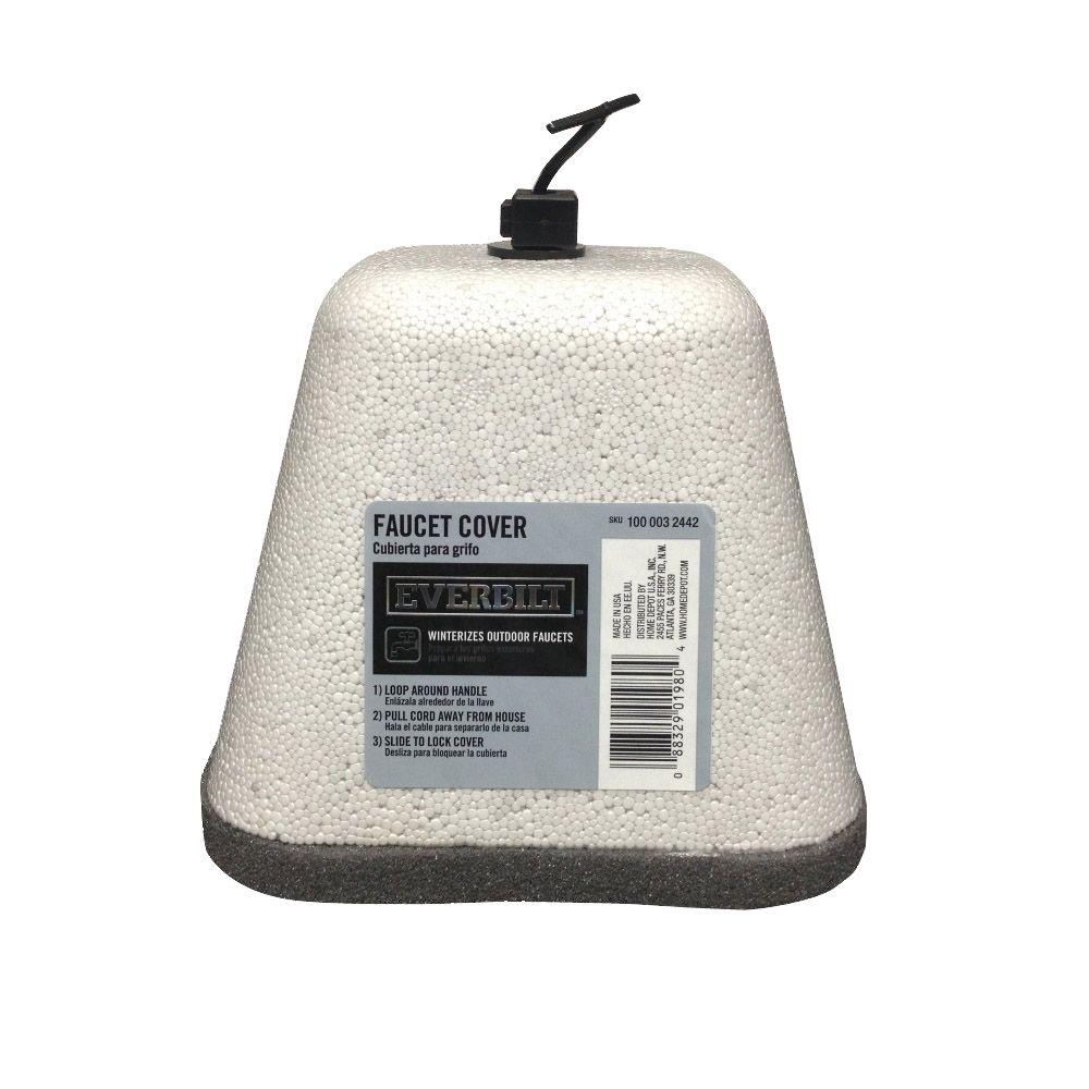 Hose bib cover prevents faucets from freezing in the winter